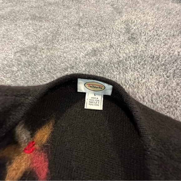 Talbots wool zip cardigan with embroidered floral detail - Picture 4 of 8